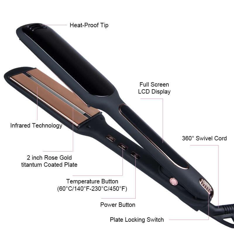 Cross-border exclusive lcd display hair care straightener - hairandbeauty