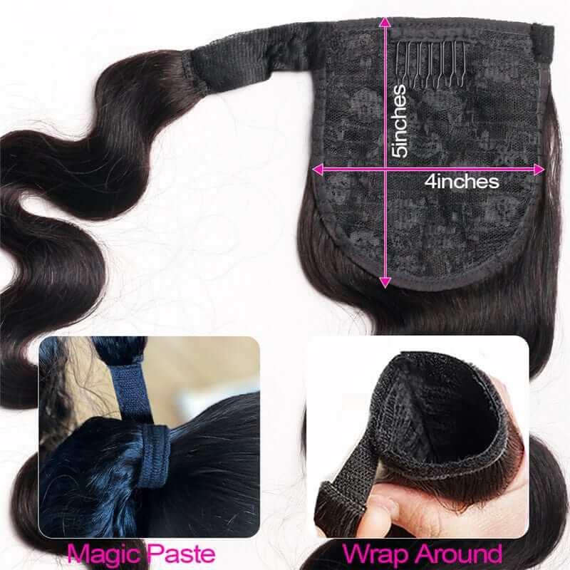 Wig Jurchen Human Hair Ponytail Bandage Bundled Ponytail - hairandbeauty