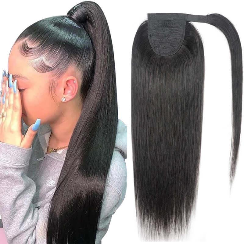 Natural black Stra ght Claw clip synthetic ponytail - hairandbeauty