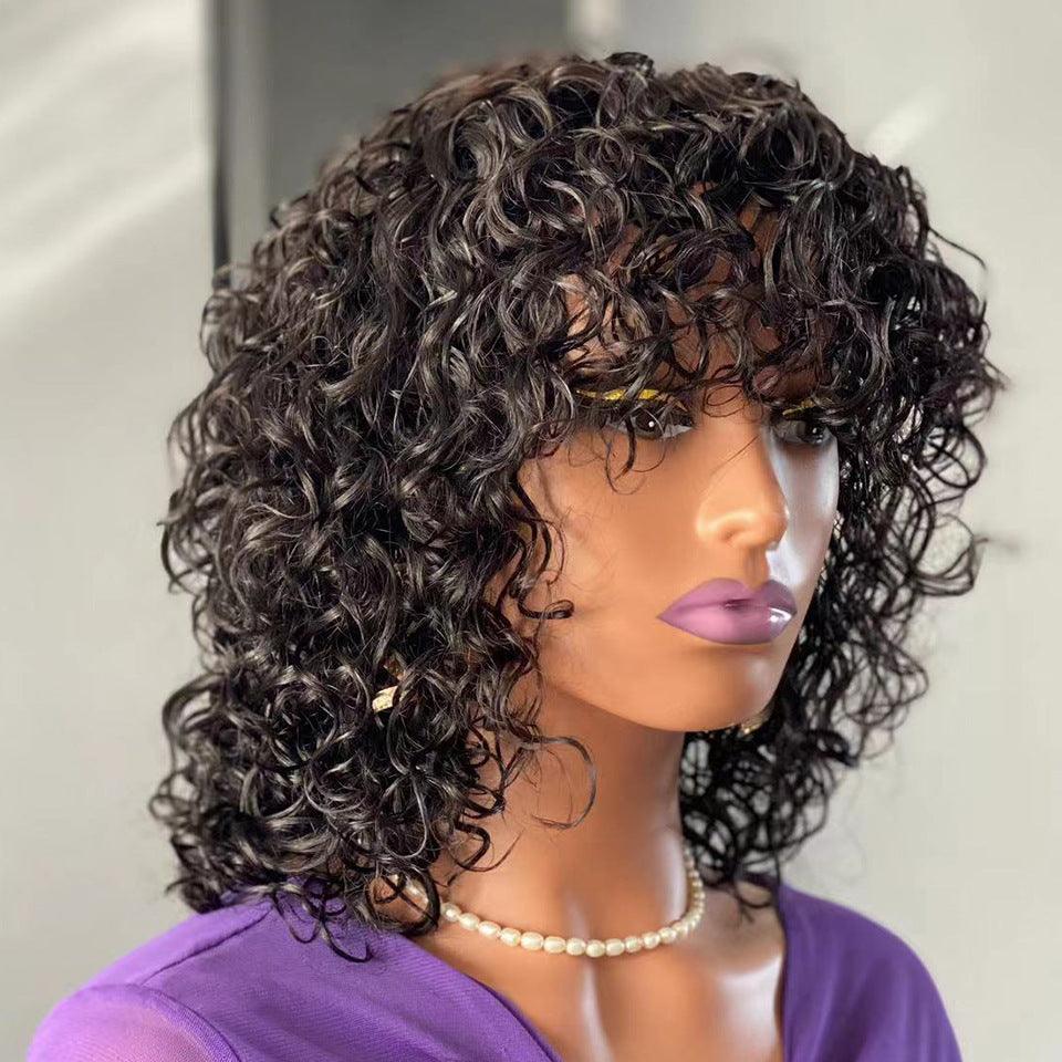 Water Wave Fringe Human Hair Wigs With Bangs - hairandbeauty