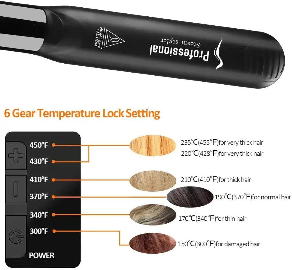 Hair Straightener Professional 6 Gear Temperature - hairandbeauty