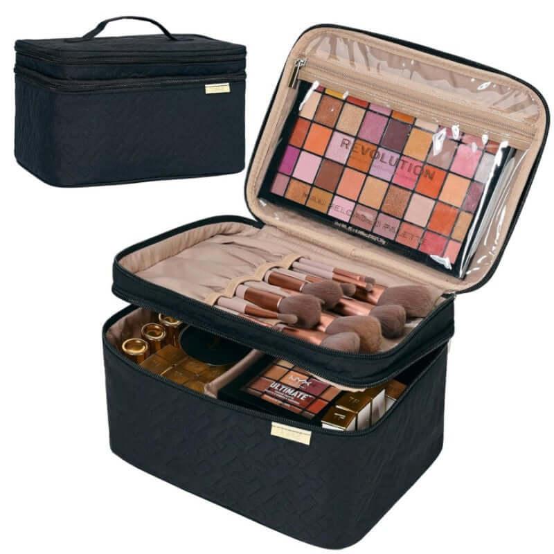 Portable Double Layer Cosmetics Bag - hairandbeauty