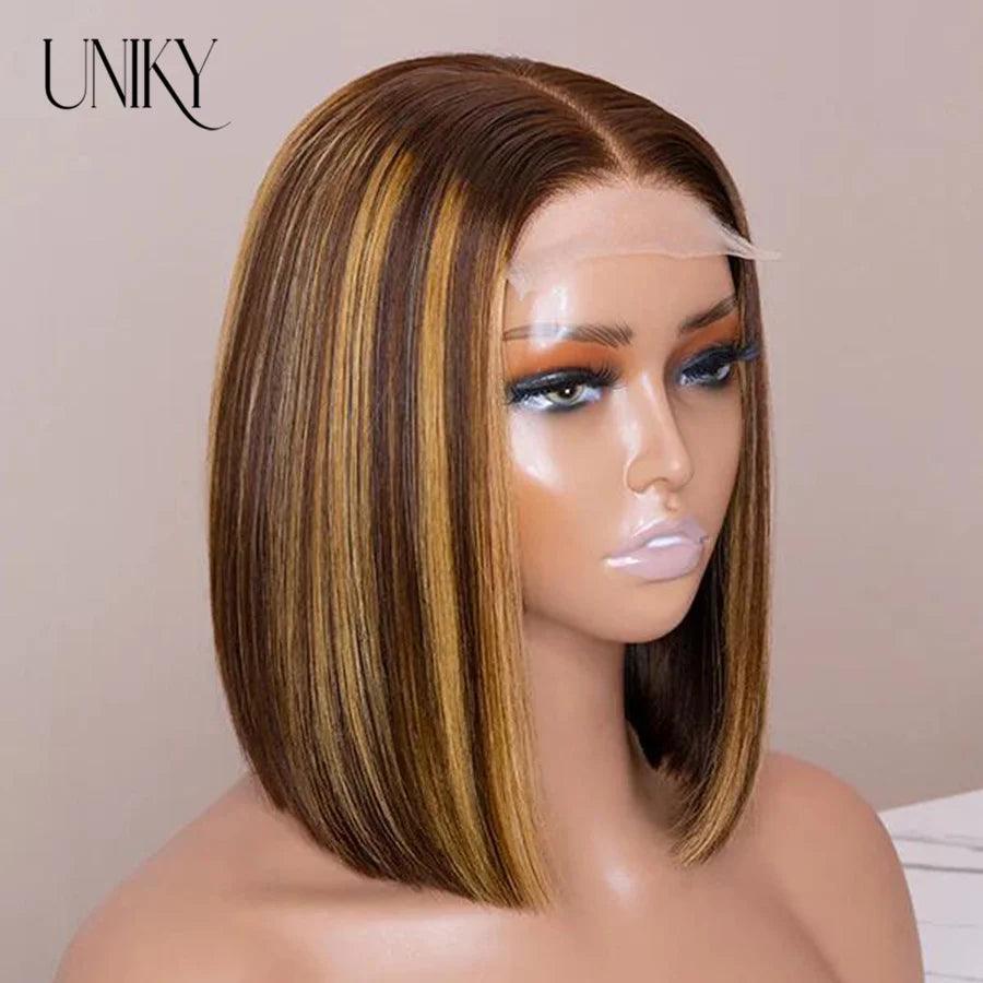 Highlight Wig Human Hair Bob Wig - hairandbeauty