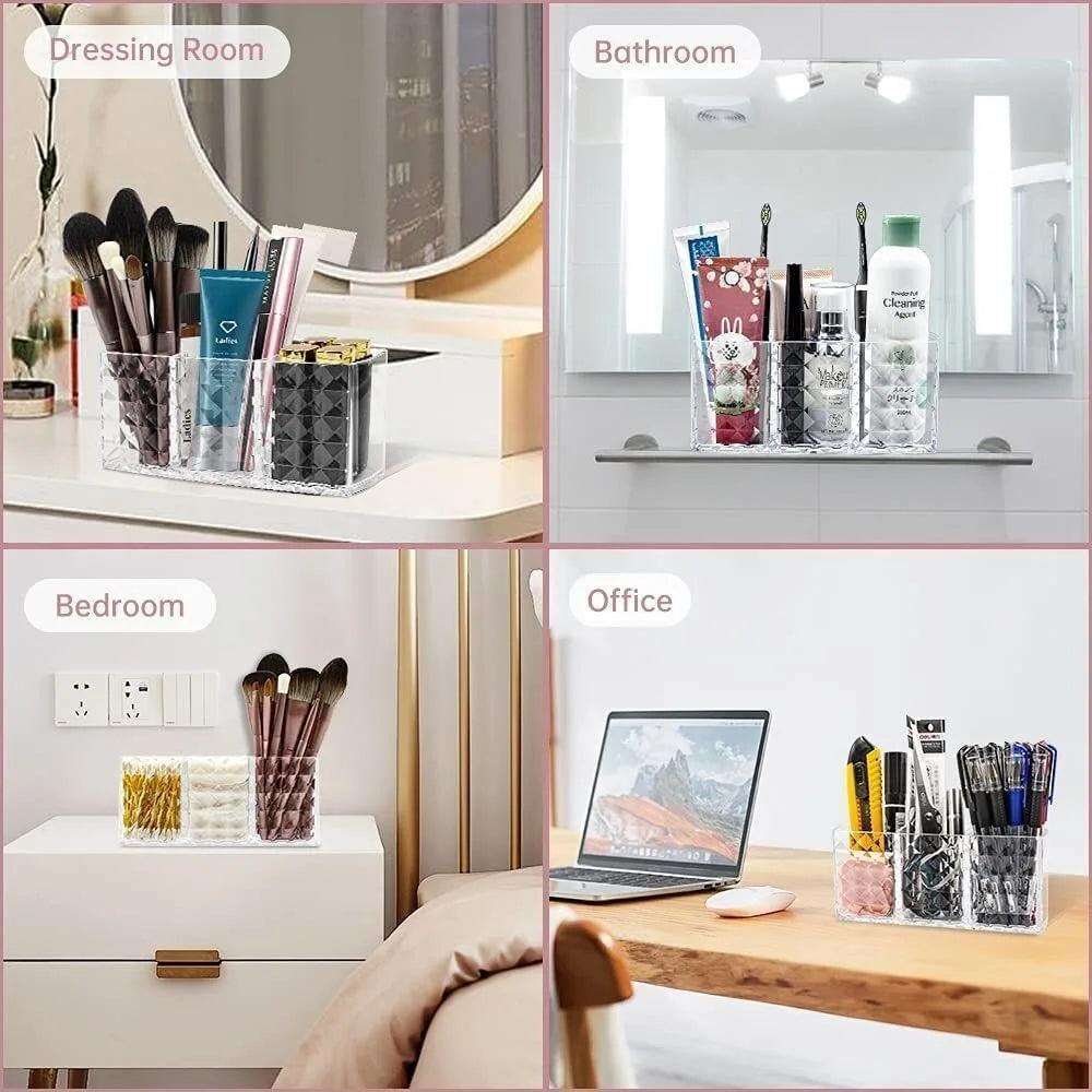 1PC Clear Acrylic Makeup Brush Holder Desk Cosmetic Organiser - hairandbeauty