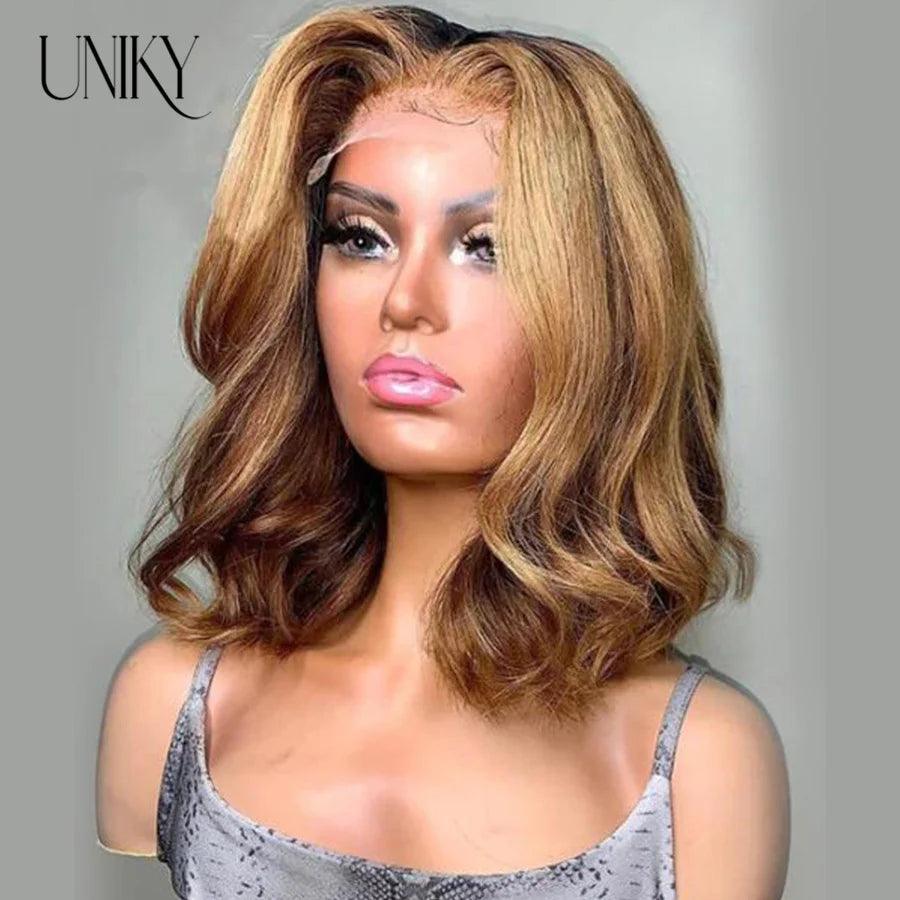 Highlight Wig Human Hair Bob Wig - hairandbeauty