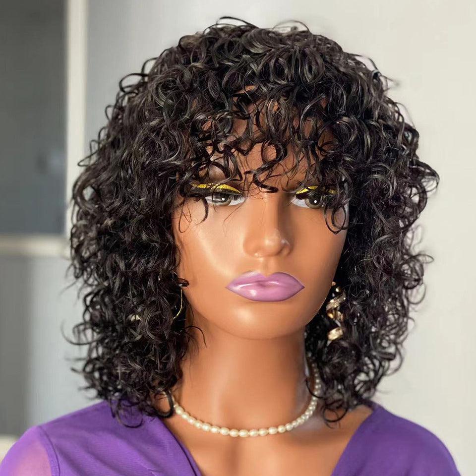 Water Wave Fringe Human Hair Wigs With Bangs - hairandbeauty